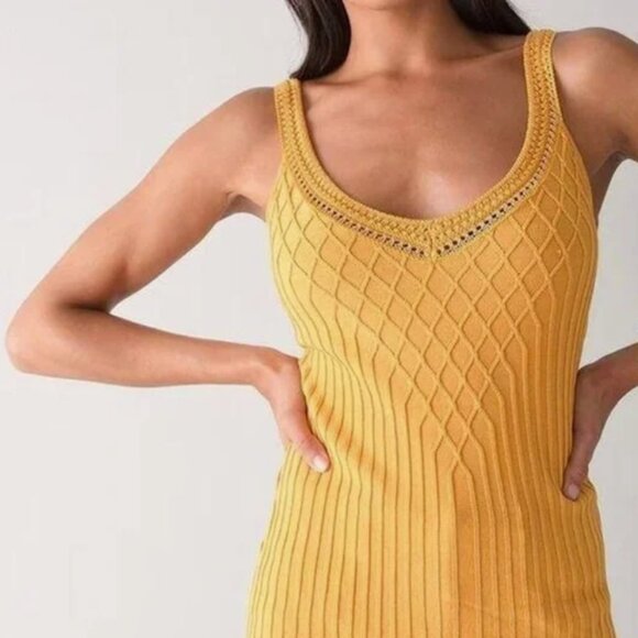 White House Black Market Tops - NWT White House Black Market V Neck Crochet Trim Tank in Marigold